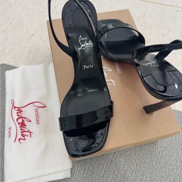 Christian Louboutin Black and Red Platform Sandals - Picture 2 of 5